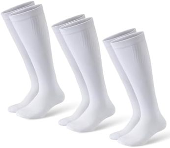 musesox Compression Socks for Women and Men,Knee High 15-20mmHg Graduated Support(3 Pairs) for Nurses,Travel,All White,Small