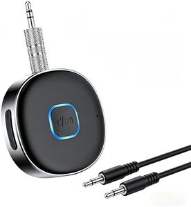 Bluetooth Aux Receiver , Portable 3.5mm Aux Car Adapter, Bluetooth 5.0 Wireless Audio Receiver for Car /Home Stereo/Wired Headphones/Speaker, 16H Battery Life (Black)