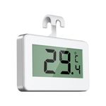 ORIA Fridge Thermometer, Digital Fridge Freezer Thermometer, Refrigerator Thermometer with Hook, Large LCD Display, Frost Alarm, °C/°F Switch, Mini Thermometer for Kitchen, Bedroom