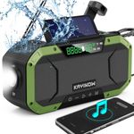 Bluetooth Emergency Hand Crank Radio Solar Speaker,Portable NOAA Weather AM FM Radio,Rechargeable Battery Operated,Waterproof Outdoor Wind Up Radio Flashlight,SOS,5000mAh Phone Charger,Survival Kit