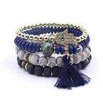 Shining Diva Fashion Latest Stylish Evil Eye Boho Bohemian Bangle Bracelet for Women and Girls (rrsd15421b)(Dark Blue)