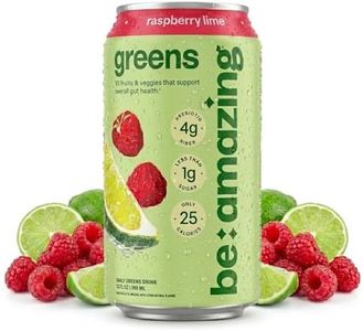 Be Amazing Greens Drink, Raspberry Lime, Vitamin Drinks With 10 Organic Fruits and Vegetables, Coconut Water, Vitamin C, and Prebiotic Fiber, 25 Calories, Low Sugar, Vegan and Gluten Free, 8 Pack