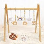 Wooden Baby Play Gym with 6 Gym Toy