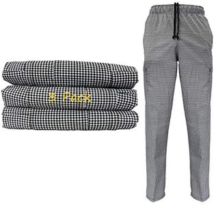 Natural Uniforms Classic Houndstooth 6 Pocket Chef Pants with Multi-Pack QTYS Available (3, Large)