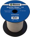 Stens 145-604 Diamond Braid Starter Rope, Heavy-Duty Rope for Weed Eater and Larger 2-Cycle Engines, Strong Rope, Low Stretch, OEM Pull Cord Replacement - 1/8" Diameter, 100' Length, 4 Size (White)