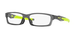 Oakley Men's OX8118 Crosslink Asian Fit Rectangular Prescription Eyewear Frames, Polished Grey Smoke on Green/Demo Lens, 56 mm