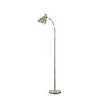 MiniSun Modern Antique Brass Adjustable Reading/Craft Floor Lamp - Complete with a 6w LED GLS Bulb [6500K Cool White]