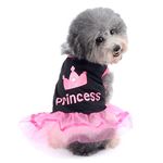 Ranphy Small Dog Cat Skirt Chihuahua Clothes for Girls Crown Princess Dress Puppy Shirt Summer Clothing,Pink and White XS