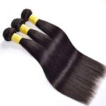 YanT HAIR 8A+ Grade Brazilian Virgin Hair Straight Human Hair Weave Bundles 16 18 20 inches Natural Black Color Pack of 3