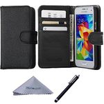 Galaxy S5 Mini Case, Wisdompro® Premium PU Leather 2-in-1 Protective [Folio Flip Wallet] Case with Credit Card Holder/Slots for Samsung Galaxy S5 Mini G800F G800H G800H/DS (NOT Fit S5) - Black