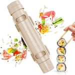 FrZslpka Sushi Maker Sushi Roller,【Upgraded】 Sushi Making Kit with Sushi Bazooka, 2-in-1 Sushi Roll Maker for Making Sushi at Home, Food Grade Non BPA Plastic Sushi Machine Mold for Beginners, Beige