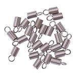 Airssory 50 Pcs Stainless Steel 3mm Hole Mini Tube Cord Cap Tip Leather Cord Ends Caps Terminators Coil Spring Fastener Crimp Clasp for Jewelry Making - 11x5mm