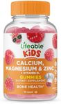 Lifeable Kids Calcium Magnesium Zinc Gummies | Calcium with Vitamin D3 | Great Tasting Calcium Supplements for Kids | Kids Calcium Gummies for Bone Health | Magnesium Calcium for Kids | 90 Gummies