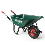 Durabull Heavy Duty Garden Wheelbarrow 100L 250KG – Large Poly Tub Trolley Handcart with Pneumatic Tyre, Steel Rim, Impact-Resistant Construction – Transport Cart for Garden & DIY – Green