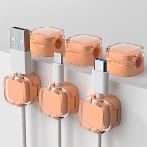 12 Pack Charging Cable Magnetic Cable Organizer Storage Holder, Strong Adhesive Wire Holder Keeper for Office Home Kitchen Car (Orange 12 pcs)