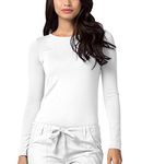 Adar Underscrubs for Women - Long Sleeve Underscrub Comfort Tee - 2900 - White - M