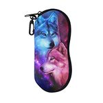 Belidome Blue Red Wolf Glasses Case Bag Portable Hooks Sunglasses for Women Men Kids