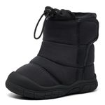 MORENDL Baby Snow Boots Toddler Winter Boots Boy & Girl Walking Shoes Non-Slip Warm Fur Soft Solo Outdoor Booties Black 18-24 Months