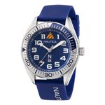 Nautica N83 Men's N83 Finn World Blue Silicone Strap Watch (Model: NAPFWF201), Silver/Blue