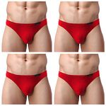 Avidlove Sexy Mens Underwear Low Rise Briefs 4 Pack Micromodal Thongs for Men Plus Red