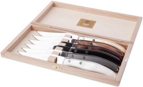 Claude Dozorme 2.13.001.20 Berlingot Coffret Hêtre 6 Couteaux Manche Panache Gris / Marron
