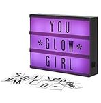 My Cinema Lightbox - RGB Color Changing Cinema Light Box, 8 inches x6 inches - 100 LED Light Letters and Numbers - Personalized Neon Signs with light box letters - Your own Light Box Sign, Marquee Light Up Letters Box