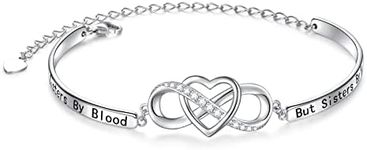 Mothers Day Gifts 925 Sterling Silver Infinity Love Heart Bracelet With Inspirational Message for Mother Daughter Sister Wife, Adjustable Length Bangle Bracelets Friendship Jewelry for Women Girls,