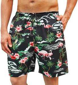 Enlision Costume Uomo da Bagno Hawaiana Costumi Uomo Pantaloncino da Spiaggia con Hawaii Stampato Flamingo Mare Surf con Tasche L