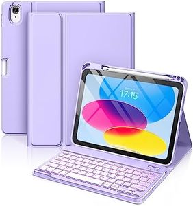 Hamile for iPad 10th Generation Case with Keyboard 10.9 Inch - 7 Colors Backlit Wireless Detachable Folio Keyboard Cover with Pencil Holder for New iPad 10th Gen 2022 (Purple)