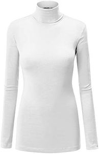 WT950 Womens Long Sleeve Turtleneck Top Pullover Sweater XL White