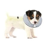 BENCMATE Protective Inflatable Collar for Dogs and Cats - Soft Pet Dog Cone Recovery Collar Does Not Block Vision E-Collar(Small, Grey)