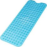 Large Non Slip Bathtub Mat, Extra Long Bath Mat for Tub, 40 x 16 Inch, Machine Washable Shower Mats with Suction Cups and Drain Holes, Bath Tub Mats for Bathroom Non Slip, Clear Blue