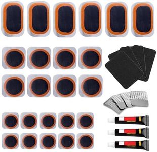 Bike Tire Repair Kits - Bycicle Inner Tube Puncture Patch Kit with 24PCS Vulcanizing Patches,Sandpaper,Metal Rasp,Portable Storage Box for Cycling, Motorcycle, BMX, ATVs, Inflatable Rubber (BLACK-3)