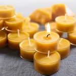 Pure Beeswax Tealight Candles-16 Pack - Handmade Natural Beeswax Tea Candles in Clear Cup | 4 Hour Extended Burn Time | Smokeless Beeswax Candles | for Home Deco, Fragrance, Relax