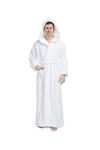 Arus Men's Hood'n Full Ankle Length Hooded Turkish Cotton Bathrobe XXL White