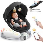 Fdlscpem Electric Baby Swing for Infant,Baby Bouncer from Birth with Bluetooth and app,5 Speeds 3 Timers, Removable Seat Cushion,Newborn Toddler Chair with 2 Plush Toys
