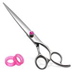 FOGOSP 7'' Professional Dog Grooming Scissors Straight Grooming Shears for Dogs Pet Japan 440C Dog Hair Cutting Scissors for Poodle(7.0'',Straight)