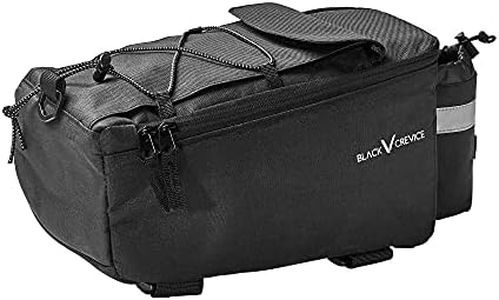 Black Crevice Rack Bag Sacoche de vélo I Sac isotherme pour boissons et aliments I Sac porte-bagages rembourré avec porte-bouteille avec élastique I 30 x 15 – 10 x 15 cm