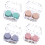 4 Pack Portable Mini Contact Lens Cases, Colorful Contact Lens Container Holder with Storage Box Tweezers Wearing Stick Kit for Travel & Home (4 Colors)