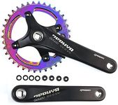 splumzer【UK STOCK Road Bike Crank, Mountain Bike 170mm Square Crankset with 104 BCD 32/34/36/38T Chainring, Aluminum Alloy MTB Crank Narrow Wide CNC Round Chainring Bolts (Colorful, 34T Round)