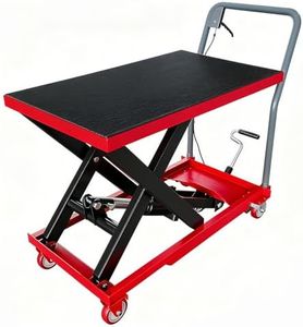 Hydraulic Lift Table Cart, 500Lbs Load Capacity 28.5 Inch Lifting Height, Manual Single Scissor Lift Table with Non-Slip Pad and 4 Wheels,Hydraulic Scissor Cart (500lbs - Single - Red Black)