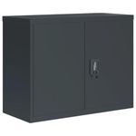 vidaXL Steel File Cabinet, Anthracite, Lockable Doors, Adjustable Shelf, 90x40x70cm, Ideal Storage Solution for Offices