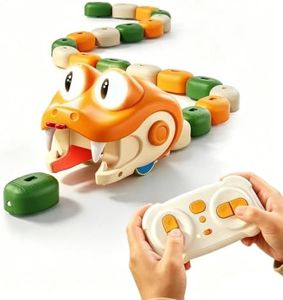 Remote Control Snake Game Toy,Orange Magnetic Eating Snake with Moving Eyes | Remote Control Snake, Magnetic Eating Game, Growing Tail, Moving Eyes, Light & Sound Effects, Interactive Play, Kids Gift