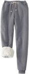 Flygo Women's Winter Warm Fleece Joggers Pants Sherpa Lined Athletic Active Sweatpants(AshGrey-XS)