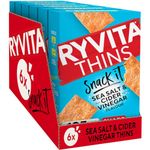 Ryvita Thins Snack It Sea Salt & Cider Vinegar Flavour Pack of 6 x 125g