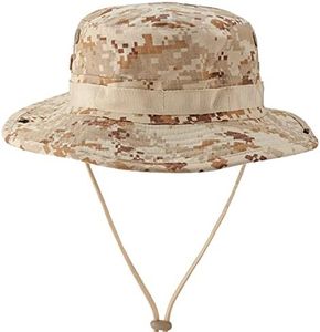 FRTKK Military Boonie Hat Tactical Adjustable Boonie Hats for Men Women Hunting Fishing Outdoor Safari Sun, Desert Camouflage, Large