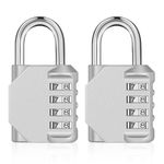 ZHEGE Combination Padlocks for Lockers, Number Padlock, Heavty Duty Coded Padlock for Indoor and Outdoor Use, Gym Lock, School Locker Lock, Fence Gate, Shed Lock, Weatherproof (Silver, 2 Pack)