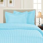 Elegant Comfort 1500 Thread Count -Damask Stripes- Egyptian Quality Luxurious Silky Soft Wrinkle & Fade Resistant 3pc Duvet Cover Set, King/Cal-King, Light Blue/Aqua