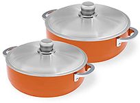 IMUSA USA Caldero (Dutch Oven Set) with Aluminium Lid, 4.4 L, 6.9 L, Orange