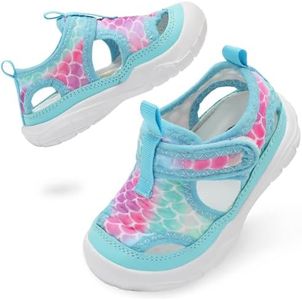 BARERUN Water Shoes Pool Aqua Socks for Kids- Sandals Princess Waterproof Beach Slides Sport Summer Slip-on Quick Dry (Toddler/Little Kid) Blue Little Kid Size 11